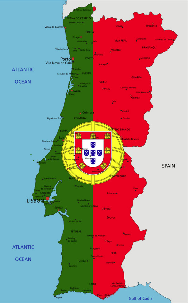 Wassertemperatur-Karte von Portugal