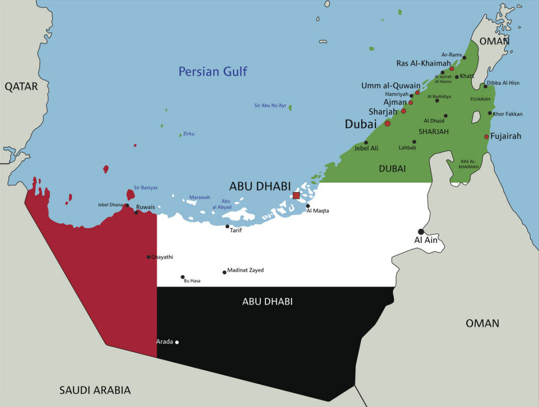 Wassertemperatur-Karte der Vereinigten Arabischen Emirate