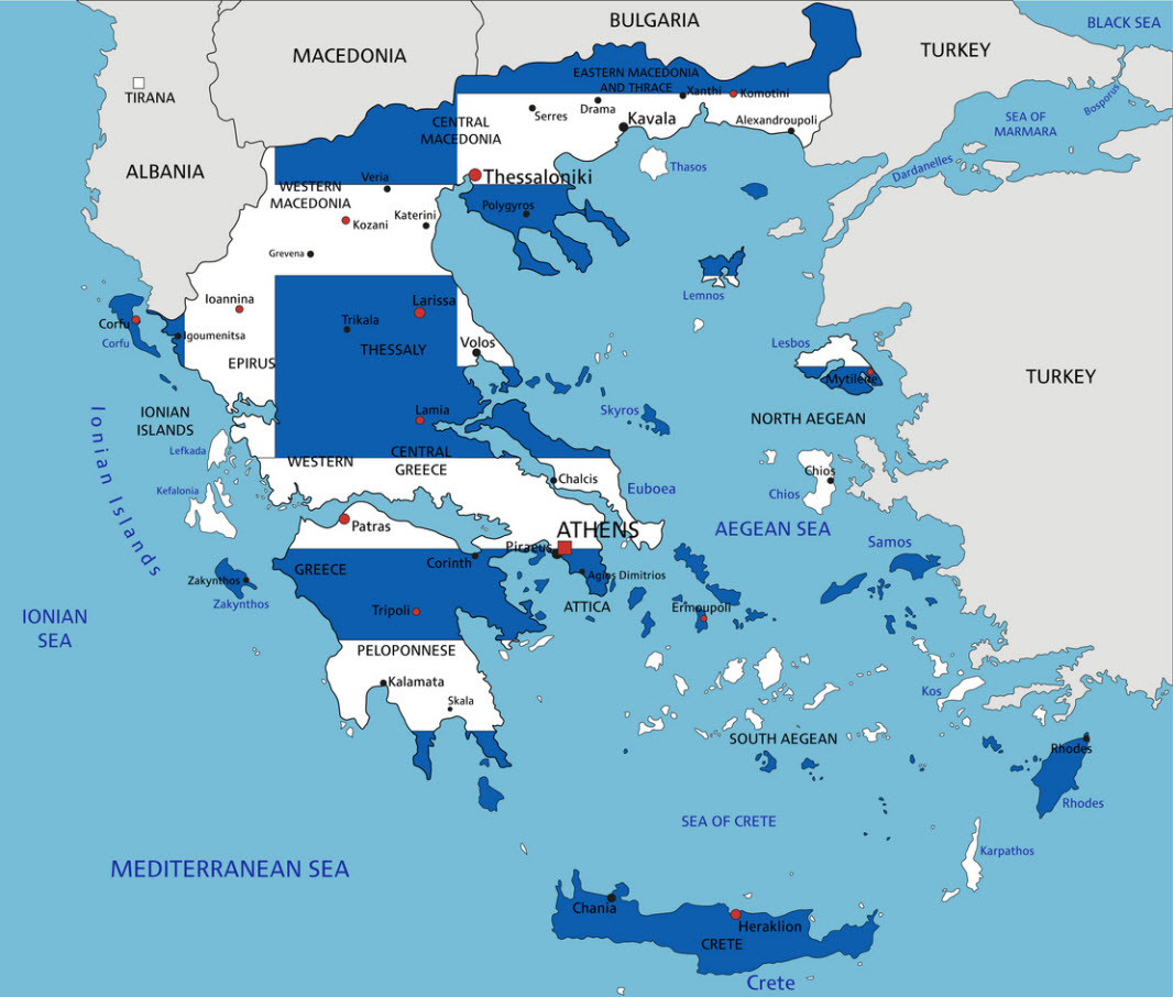 Wassertemperatur-Karte von Griechenland