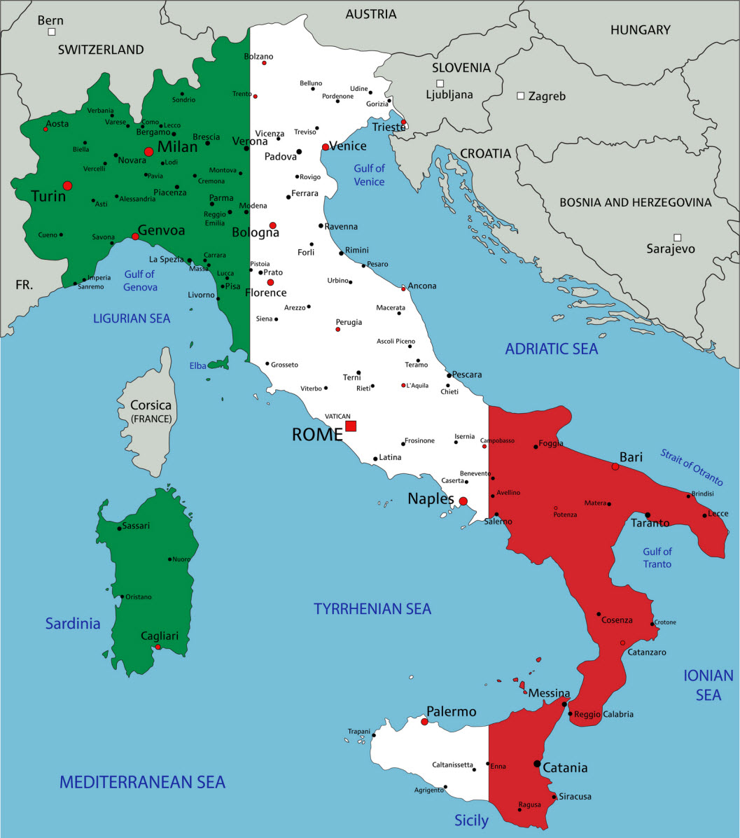 Wassertemperatur-Karte von Italien