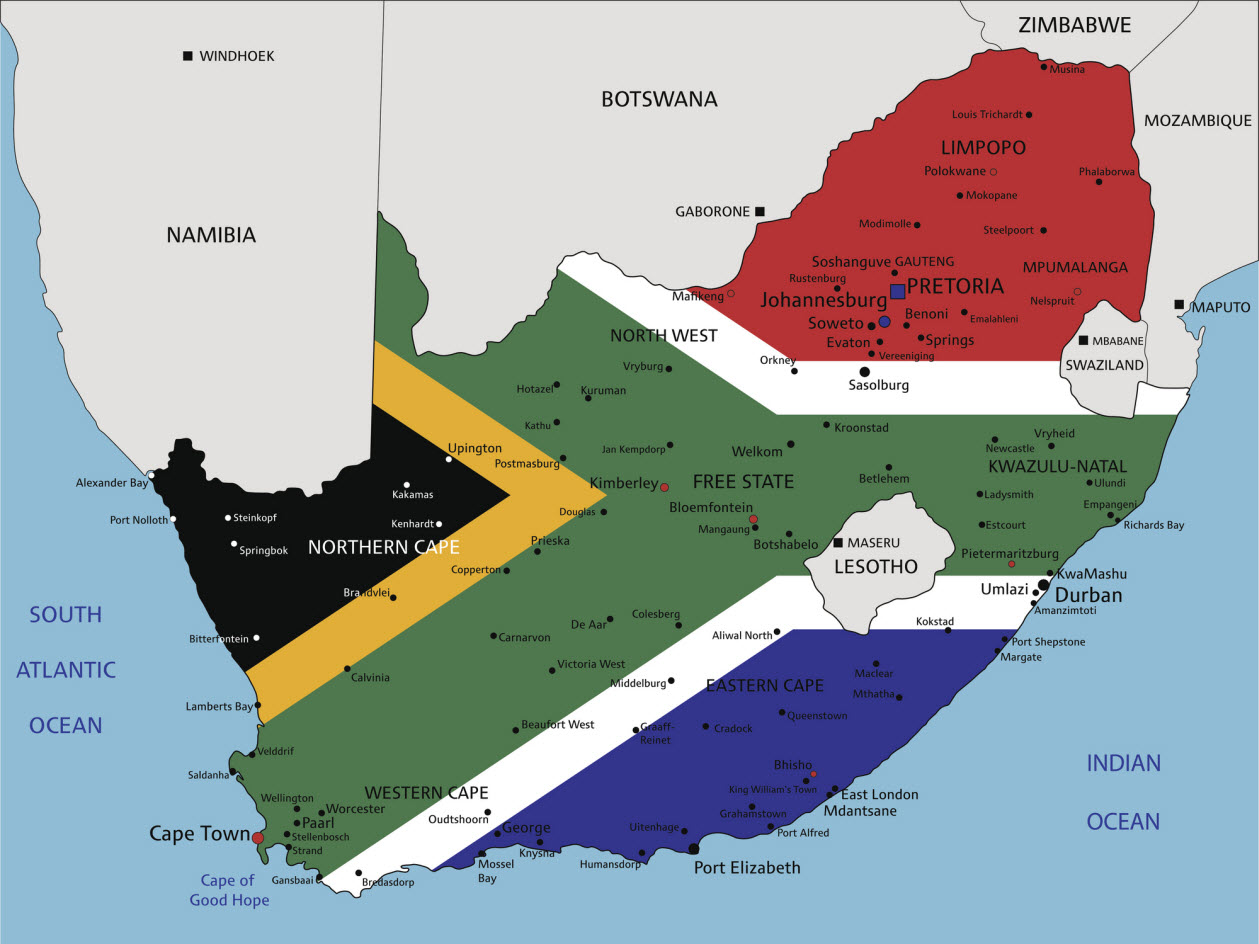 Wassertemperatur-Karte von Südafrika